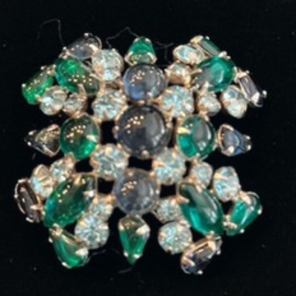Weiss Vintage Blue Rhinestone Broach